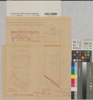 Münster (Münster) Regierung Notdach für den zerstörten Bauteil 1944 1 : 100 42 x 35,5 Pause Staatshochbauamt Münster Regierung Münster Nr. 33859