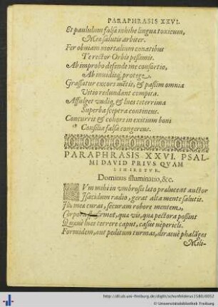 Paraphrasis XXVI. Psalmi David.