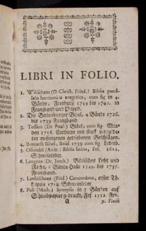 1-10, Libri in Folio.