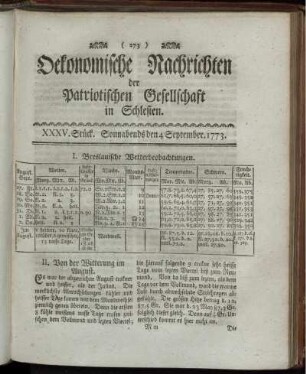 XXXV. Stück. Sonnabends den 4 September. 1773.