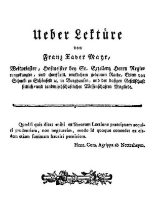 Ueber Lektüre