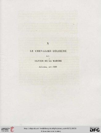 X. Le Chevalier délibéré par Olivier de La Marche