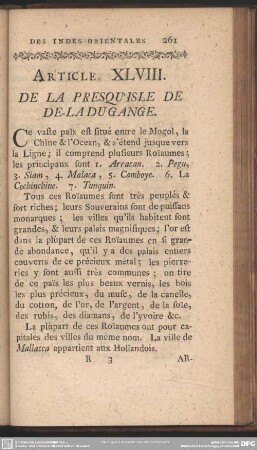 XLVIII. De La Presqu' Isle De De-La Du Gange
