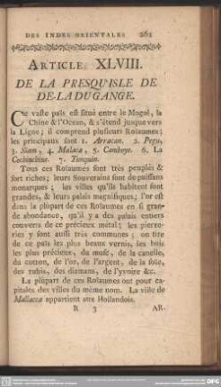 XLVIII. De La Presqu' Isle De De-La Du Gange