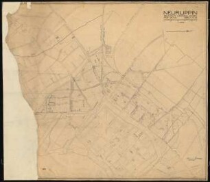 Bebauungsplan der Stadterweiterung, Neuruppin 1. Projekt. Südliche Hälfte: Grund- und Lageplan 1:2500