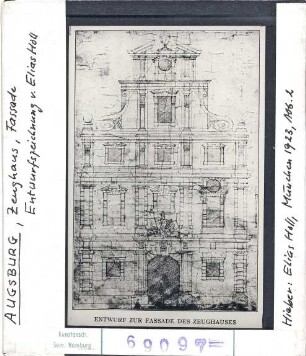 Augsburg: Zeughaus, Fassade. Entwurfszeichnung von Elias Holl