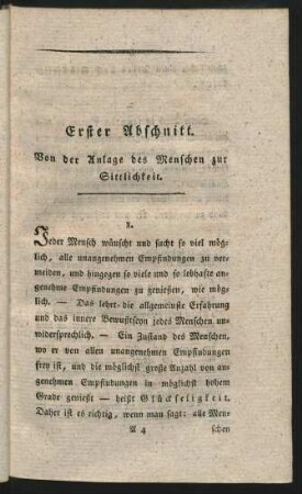 Erster Abschnitt. Von der Anlage des Menschen zur Sittlichkeit