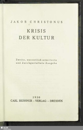Krisis der Kultur