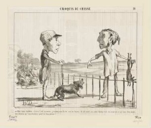 Que j’vous rendions c’lièvre ? ..., Blatt 10 der Folge "Croquis de Chasse", in: "Le Charivari", Paris 1853
