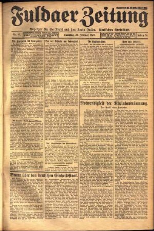 Ausgabe vom Samstag, den 26. Februar 1927.