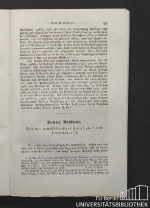 Dritter Abschnitt. Von der atmosphärischen Feuchtigkeit und Temperatur.