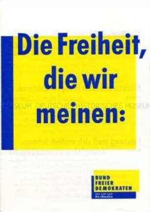 Flugblatt des Bundes Freier Demokraten mit Wahlprogramm zur Volkskammerwahl am 18. März 1990 in der DDR