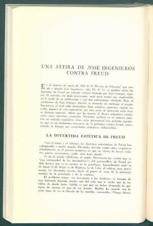 Una sátira de José Ingenieros contra Freud