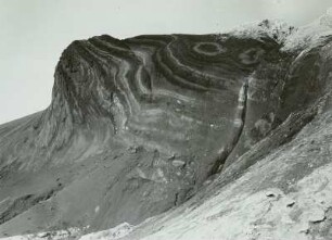 Braunkohleabbau, Bornaer Revier, Grube Adelheid, eisgestauchtes Flöz