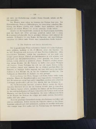 b) Die Narkose und locale Anästhesie.