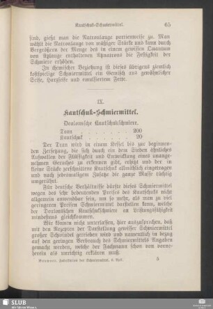 IX. Kautschuk-Schmiermittel