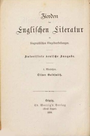 Oliver Goldsmith, der Verfasser des "Vikar von Wakefield"