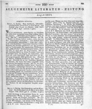 Malitzm, G. A.: Hans Kohlhaas. Historisch-vaterländisches Trauerspiel in fünf Akten. Berlin: Enslin 1828