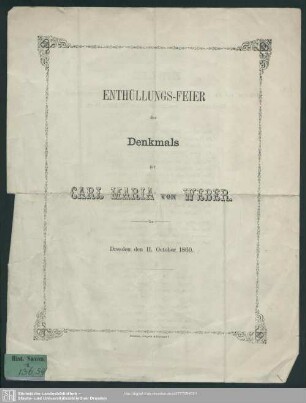 Enthüllungsfeier des Denkmals für Carl Maria v. Weber