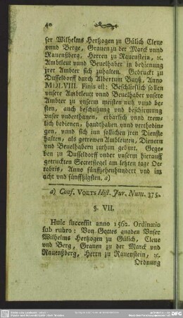 § VII. Amplior, atque auctior Ordinationis de anno 1555. editio de anno 1562