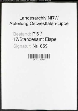 Sterberegister Standesamt Elspe