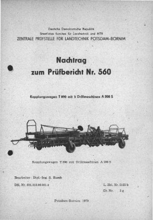 Kopplungswagen T 890 mit 3 Drillmaschinen A 200 S