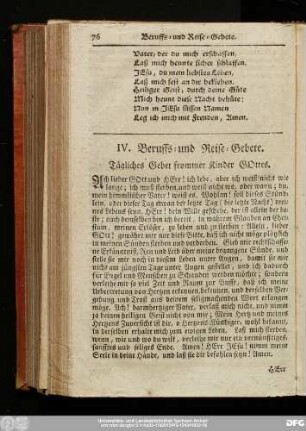 IV. Beruffs- und Reise-Gebete.