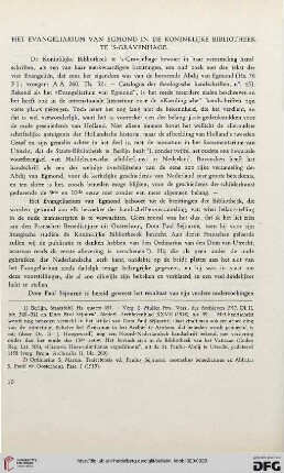 2.Ser. 13.1920: Het evangeliarum van Egmond in de Koninklijke Bibliotheek te 's-Gravenhage