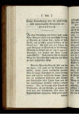 Einige Bemerkungen über die physikalische und mineralogische Geographie von Frankreich.