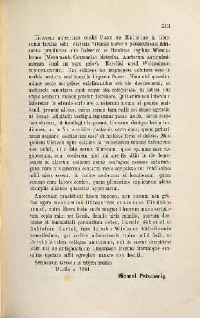 Victoris episcopi Vitensis historia persecutionis Africanae provinciae