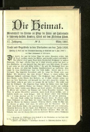 17. Jahrgang. No. 3. März 1907.