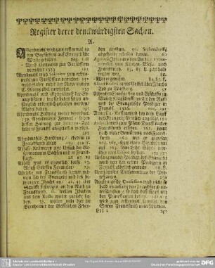 Register derer denckwürdigsten Sachen
