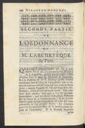 Seconde Partie De L'Ordonnance De M. L'Archevêque de Paris