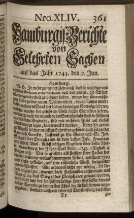 Nro. XLIV. auf das Jahr 1743. den 7. Jun. - Nro. L. auf das Jahr 1743. den 28. Jun.