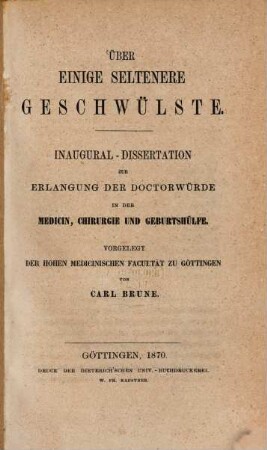 Über einige seltenere Geschwülste