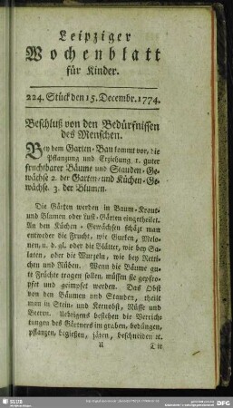 224. Stück den 15. Decembr. 1774