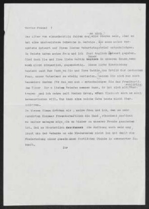 Brief von Gerhart Hauptmann an Otto Carl Kiep