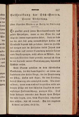 Beschreibung der Obst-Sorten. Dritte Abtheilung