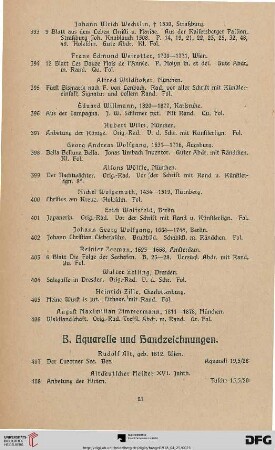 B. Aquarelle und Handzeichnungen (Nr. 407-643)