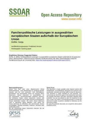 Familienpolitische Leistungen in ausgewählten europäischen Staaten außerhalb der Europäischen Union