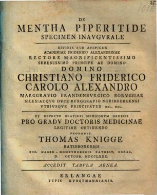 De mentha piperitide specimen inaug.