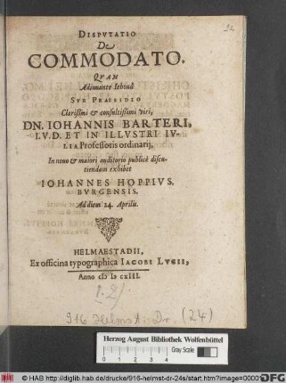 Disputatio De Commodato