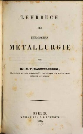 Lehrbuch der chemischen Metallurgie