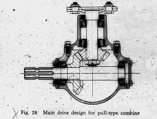 Main drive design for pull-type combine