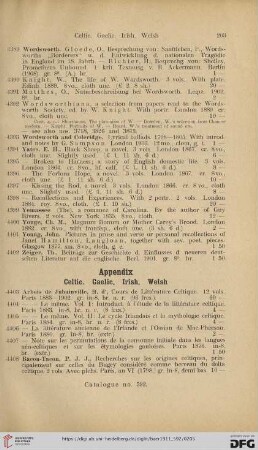Appendix: Celtic. Gaelic. Irish. Welsh (No. 4403 -4445)