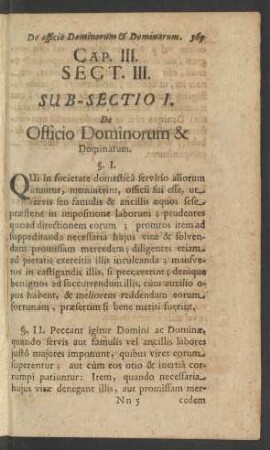 Sub-Sectio I. De Officio Dominorum & Dominarum.