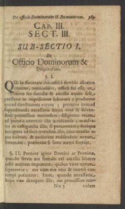 Sub-Sectio I. De Officio Dominorum & Dominarum.