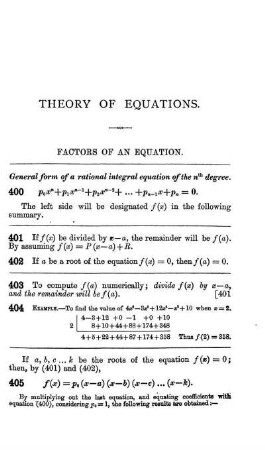 Section III. Theory of Equations.