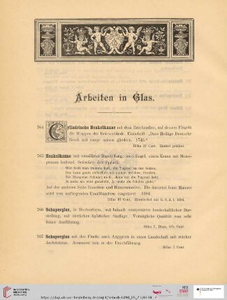 Arbeiten in Glas (Nr. 764 - 784)