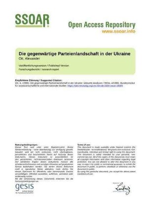 Die gegenwärtige Parteienlandschaft in der Ukraine